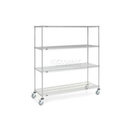 Global Equipment Nexel Chrome ESD Wire Shelf Truck, 4 Shelf, 60"L x 18"W x 60"H, Polyurethane Casters C18605ESD